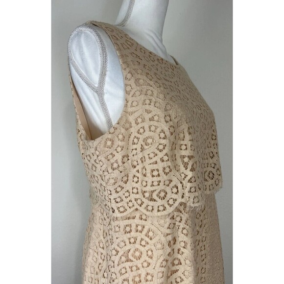 J. Crew Champagne Lace Sleeveless Mini Tiered Dress Size 10 - Picture 8 of 12